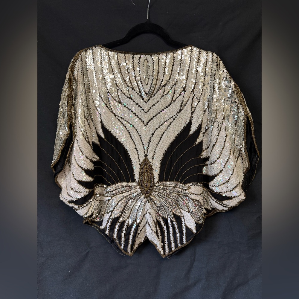 Vintage Sho Max Originals New York Glam 100% Silk Sequined top Butterfly Costume - Picture 7 of 11